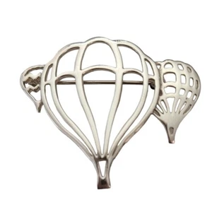 Sterling Silver Hot Air Balloons Open Style Brooch E520 - Picture 1 of 8