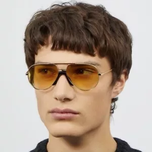 Original Gucci Gold Tone/Yellow Gradient GG0432S Aviator Sunglasses - Picture 1 of 11