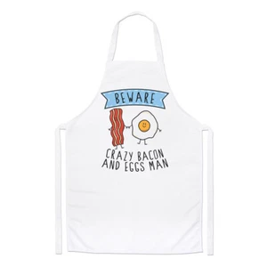 Beware Crazy Bacon And Eggs Man Chefs Apron Funny Breakfast Food Cooking Baking - Picture 1 of 1
