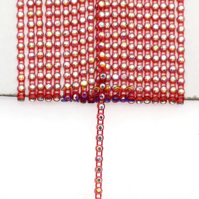 10yards SS6 2mm White ab Glass Crystal Rhinestones,Colours Trim Plastic Chain - Image 1 of 2