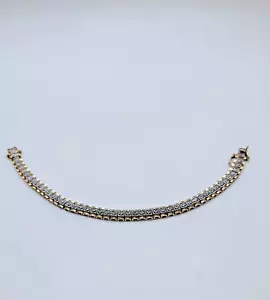 Brazalete Tenis Vintage Oro 925 Diamantes Plata Esterlina 7.5" - Imagen 1 de 16