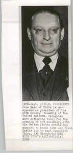 Foto de prensa vintage 1955 del líder de Chile de las Naciones Unidas José Maza - Imagen 1 de 2