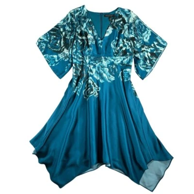 White House Black Market NWT Women's V-Neck Floral Satin Fit-and-Flare Dress 4 - Image 1 of 4