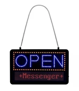 Alpine 20.5" x 12.75" LED OPEN Business Sign Programmable LED Message Black - Picture 1 of 7