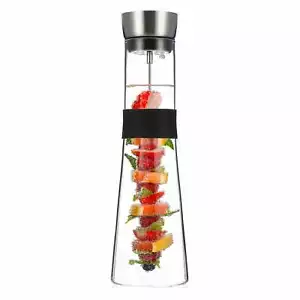 Carafe Jug Glass Lid Drinkware Water Bottle Pitcher Fruit Skewer BPA Free 1.5 L - Picture 1 of 7