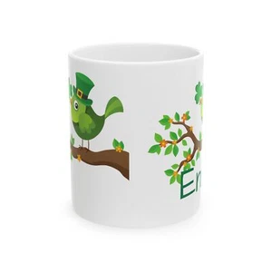 Taza irlandesa personalizada para ella, taza de café con nombre, taza de pájaro verde, regalos irlandeses - Imagen 1 de 13