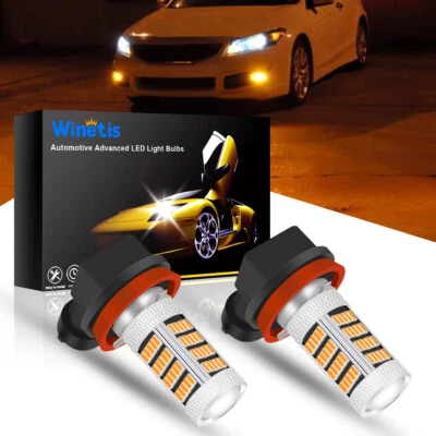 For Audi A3 A4 A5 A6 A8 TT Q5 S5 Bright 92SMD-4014 LED H11 Fog Light Bulbs Amber - Image 1 of 4
