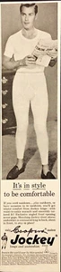 1955 Jockey Men's Vintage Print Ad Man Reading Newspaper in Long Underwear - Picture 1 of 7