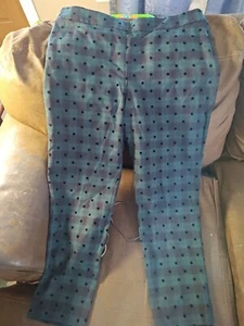 Talbots Slim Ankle Pants Green Tartan Plaid Velvet Polka Dots 14P - Picture 1 of 11