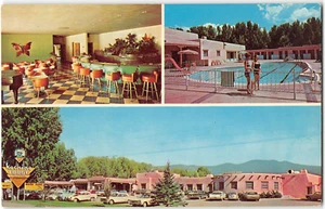 Postal KACHINA LODGE & MOTEL Taos, piscina en carretera de Nuevo México años 60 - Imagen 1 de 2