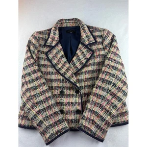 Talbots Womens Multi Color Tweed Double Breasted Blazer Jacket Size 14 - Picture 1 of 9