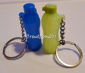 Tupperware Keychains Eco Bottle Set 2 Neon Green and Blue Novelty Key Chain - Picture 1 of 5