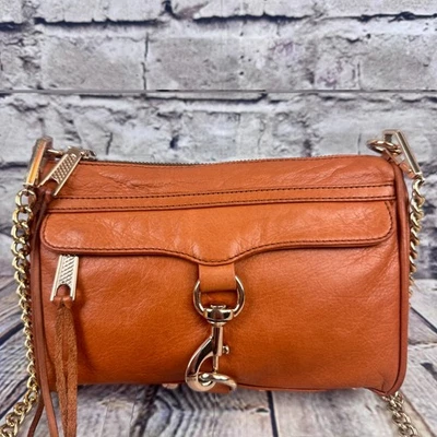 Bolso Bandolera Rebecca Minkoff Cuero Tostado Mini MAC con Herrajes Dorados Foto 1 de 4