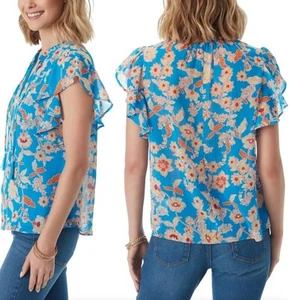 Jessica Simpson Women's Lora Printed Flutter-Sleeve Top Size M - Picture 1 of 7
