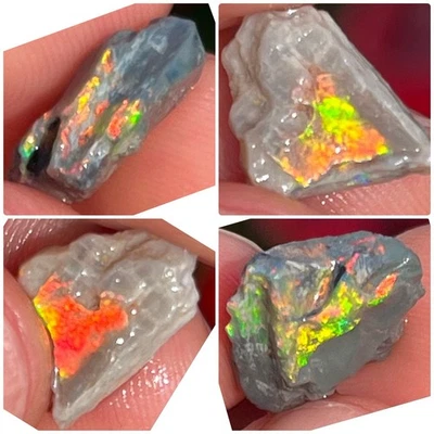 Fósil de ópalo negro Lightning Ridge ópalo opalizado Australia ópalos fósiles oro rojo raro Foto 1 de 4