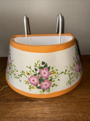 Lâmpada de leitura vintage para cabeceira pano sombra puxar corrente rosa floral laranja - Imagem 1 de 2