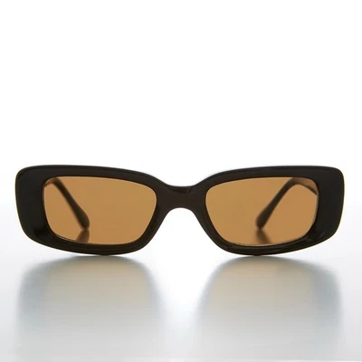 Black Rectangle Beatnik 90s Sunglass Brown Lens - Java - Image 1 of 3