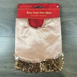 Christmas Tree Skirt 16” Inch Rose Gold Sequin Holiday Decoration Small Tree - Picture 1 of 7