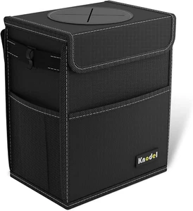 2 Gallon Black Leak-Proof Waterproof Car Trash Can with Lid - Picture 1 of 12