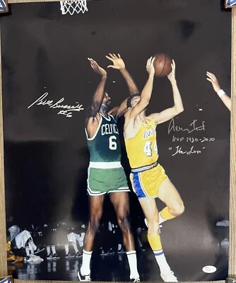Bill Russell Jerry West Signed 16x20 Photo JSA COA Autograph Authentic HOF LOGO - Image 1 of 4