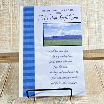 Tarjeta de cumpleaños American Greetings para hijo religioso rayas azules Señor Foto 1 de 4