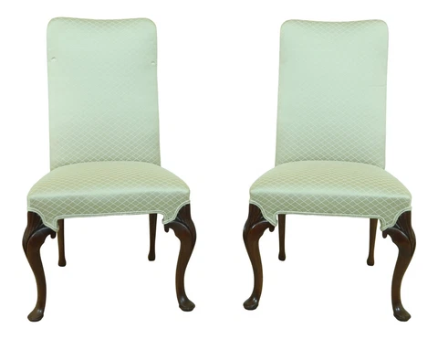 LF33250EC: Pair HICKORY CHAIR  Queen Anne Upholstered Armless Side Chairs Cover
