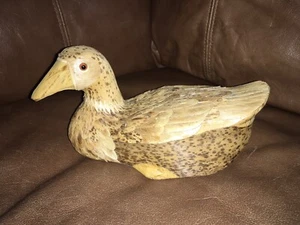 Vintage Wood Duck Decoy Canvas Back Glass Eyes Detailed Layered - Picture 1 of 8