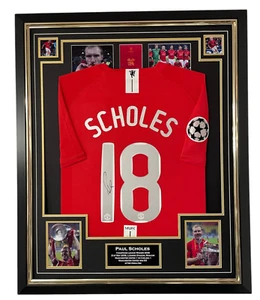 Framed United Legend Paul Scholes Signed Shirt Autographed Jersey 2008 Display - Picture 1 of 4
