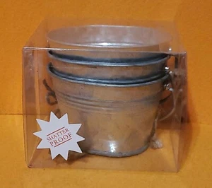 NEW 3 PIECE MINI METAL PAILS SHATTER PROOF CHRISTMAS DECOR FARMHOUSE HOBBY LOBBY - Picture 1 of 2