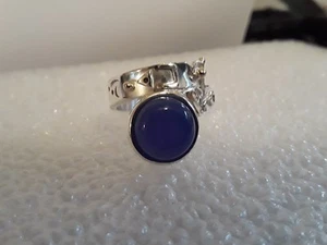 Ring Sterlingsilber 14kt Gold blauer Calchedon - Bild 1 von 6