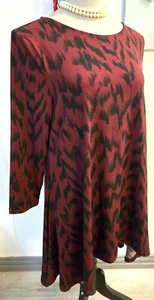 JM Collection Top Women's Medium Burgandy & black Knit 3/4 Sleeve NWT - Picture 1 of 7