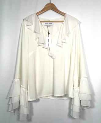 Blusa Rodarte X Universal Padrão Manga Sino Babados em Camadas XS US-10/12 - Imagem 1 de 4