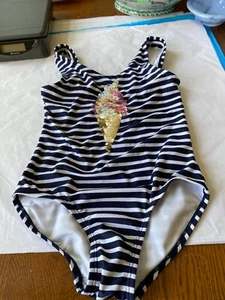 GAP BRAND LITTLE GIRLS ONE PIECE SMALL 6/7 FLIP SEQUIN SNOW CONE SWIM SUIT - Picture 1 of 5