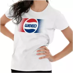 Funny Marijuana Weed Stoner 420 Parody Gift Womens Top Junior Graphic Tee - Picture 1 of 8