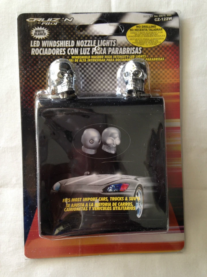 Skull 2x 铬通用挡风玻璃洗衣机喷射喷嘴白色适合克莱斯勒 — 第 1/4 张图片