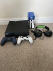 Sony Playstation 4 500gb Console - Jet Black - 2 Controllers, Games And Headset