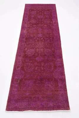 8 ft vintage low pile Hallway Runner Rug Afghan Hand Knotted Wool Bedroom Rug - Image 1 of 4