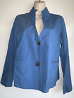 Lafayette 148 New York Womens Blue Lightweight Cotton Blend Blazer Jacket Medium