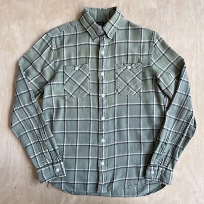 RRL Ralph Lauren Flannel Button Up Shirt Lightweight Cotton Linen Plaid Green S - Image 1 of 4