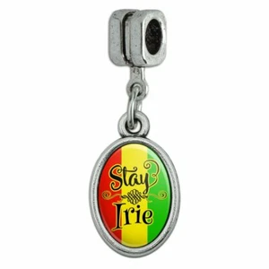 Stay Irie Rastafarian Flag Italian European Style Bracelet Oval Charm Bead - Bild 1 von 4