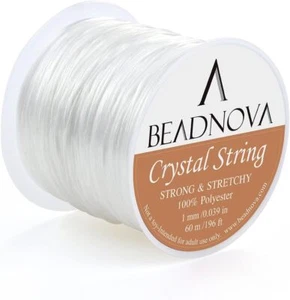 BEADNOVA 1mm Elastic Stretch String Cord for Jewelry 60m/roll (Clear White)... - Picture 1 of 4