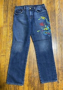Lauren Jeans Dragon Embroidered Jeans Size 10p Gold Label Ralph Lauren - Picture 1 of 10