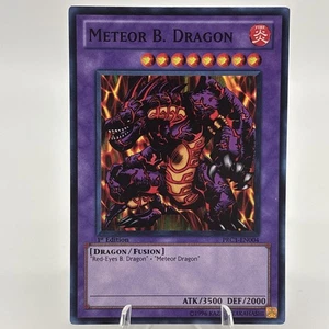 Yugioh - Meteor B. Dragon - Super Rare 1st Edition NM - PRC1-EN004 + Top Loader - Picture 1 of 10