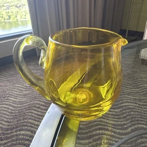 Blenko Handblown Amber Glass Pitcher Applied Handle 1959-1964 - Picture 1 of 8