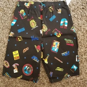 Trixi Black Bike Shorts Girl’s Size M Travel Print Stretch Activewear - Picture 1 of 1
