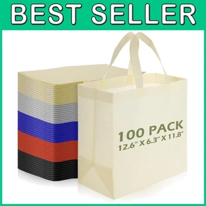 Reusable Totes Bags - 100 Pcs Non Woven Grocery Ha - Picture 1 of 8
