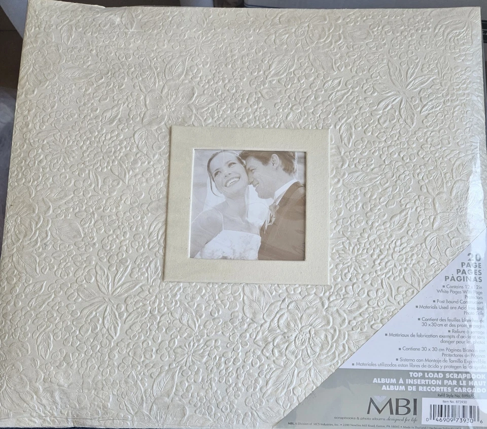 MBI Top Loading Off White Scrapbook Floral 12" X 12" & 20pgs Front/back ver foto - Imagem 1 de 4