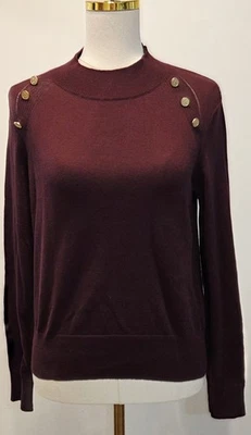 Новый с Ярлыками MICHAEL Michael Kors Cordovan основы свитер бордовый кнопка акцент средний - Изображение 1 из 4