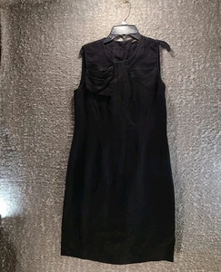 Adrienne Vittadini Women's Linen Shift Dress Size 4 Black Side Zip Back Keyhole - Picture 1 of 12