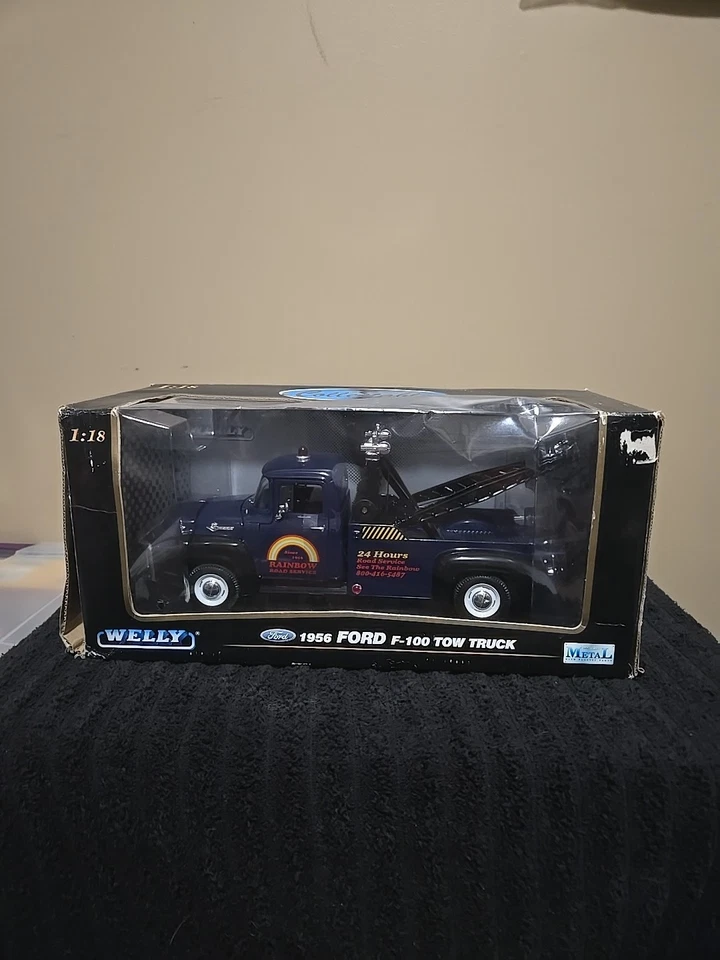 МАСШТАБ 1/18 WELLY 1956 FORD F-100 ЭВАКУАТОР RAINBOW ДОРОЖНОЕ ОБСЛУЖИВАНИЕ - Изображение 1 из 2